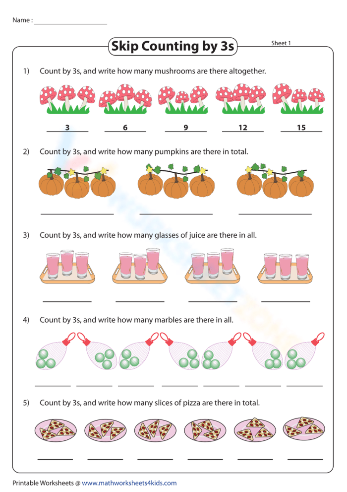 Worksheet featuring skip counting by 10 for kindergarten students to practice counting in groups. Fun counting activity to help young learners master the concept of tens.