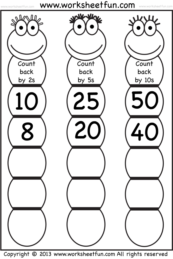 A second grade math worksheet featuring skip counting by twos exercises