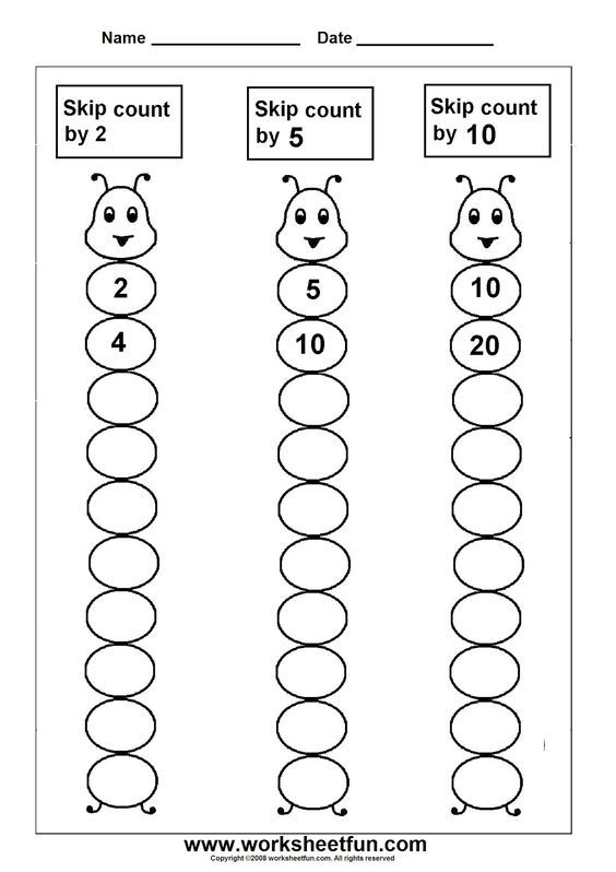 First grade math worksheet showing children how to skip count by twos as a foundation for addition