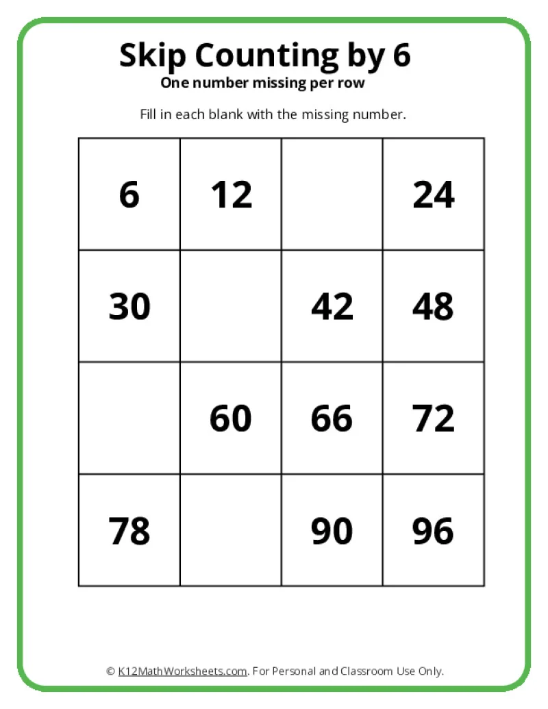 Fun skip counting worksheet for first graders to enhance number sense and multiplication readiness