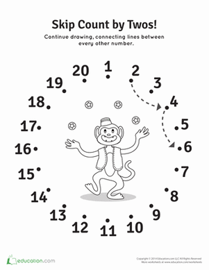 A second-grade student engaged with the "Skip, Skip, Skip to the Twos!" math worksheet