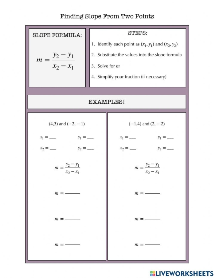Eighth grade student working through slope formula problems with coordinate points on graph paper