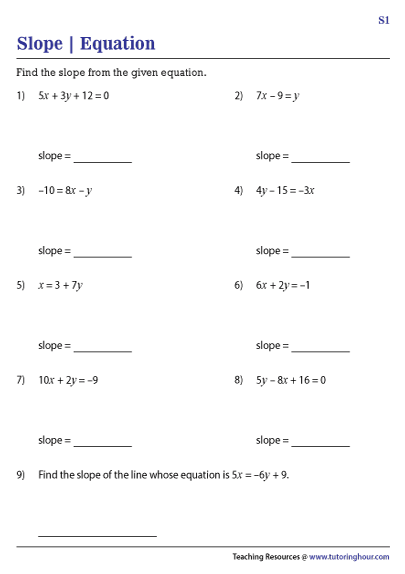 Finding Slope From Two Points: Eighth Grade Practice Worksheet Image 23 Worksheet for practicing how to find the slope between two points in algebra