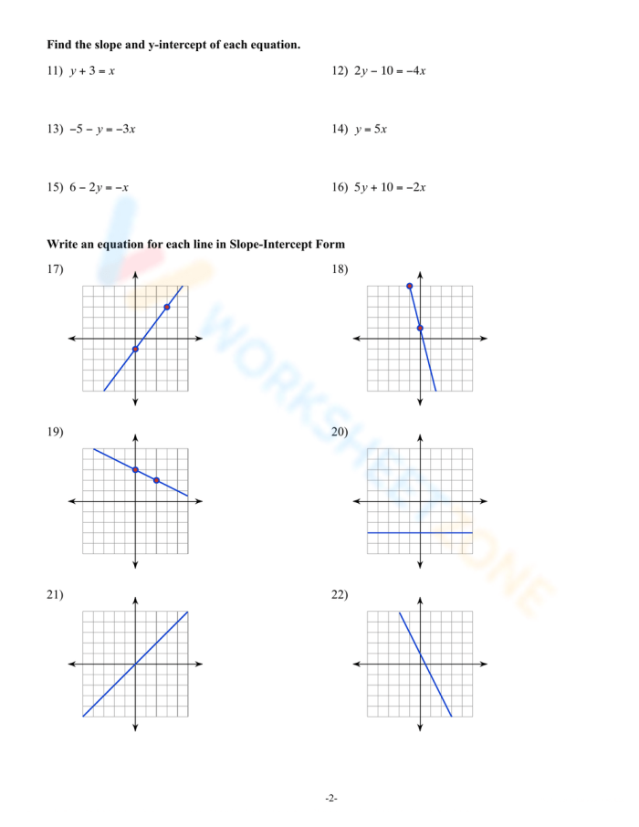 Worksheet demonstrating slope calculation from graphs for eighth-grade students