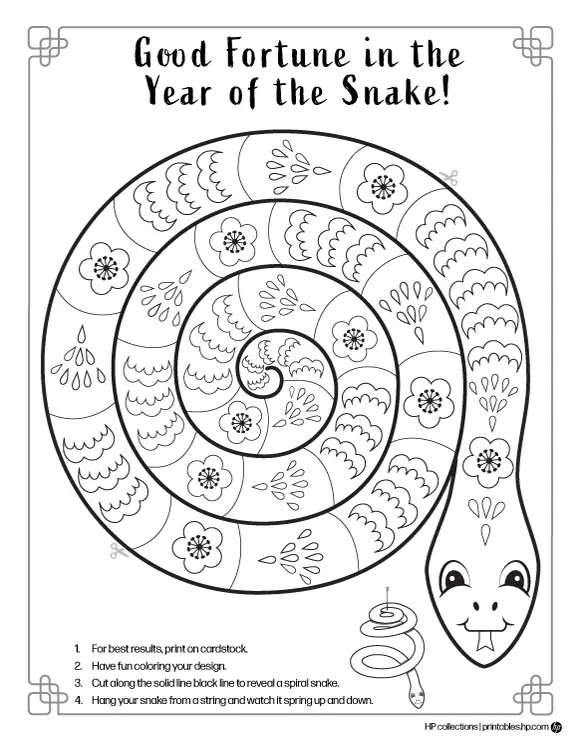 Colorful snakes with hidden patterns waiting to be colored by young learners