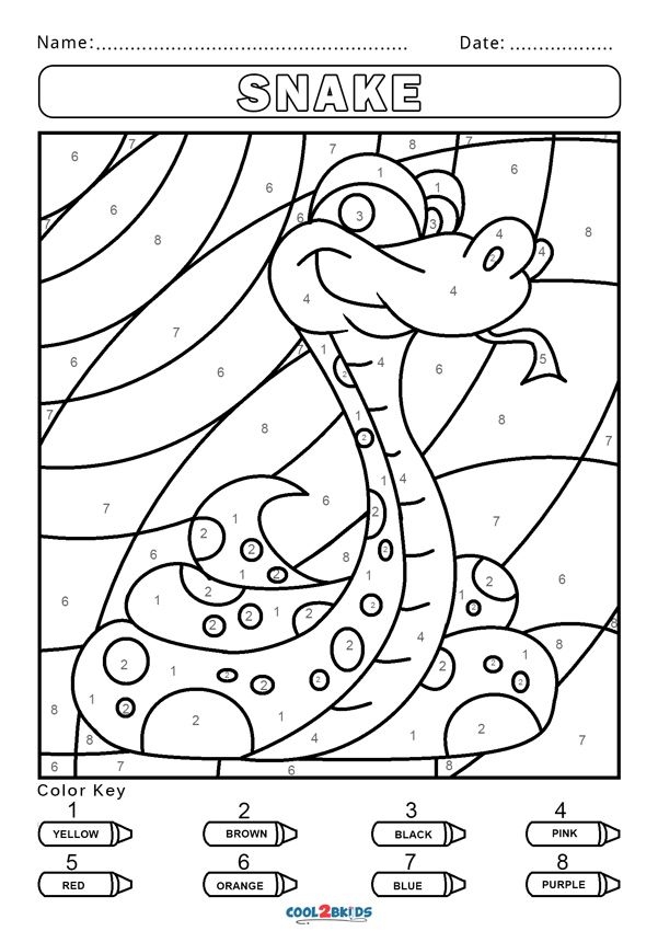 Pre-K student coloring a patterned snake worksheet with various shapes and segments