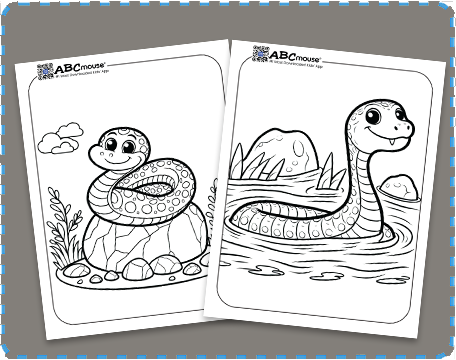 Coloring worksheet featuring hidden snakes for kids to reveal patterns