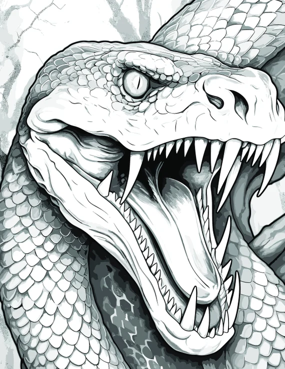 Coloring worksheet featuring sneaky snakes with hidden patterns for young children. Snake Coloring Patterns worksheet for Pre-K students to explore and enjoy.