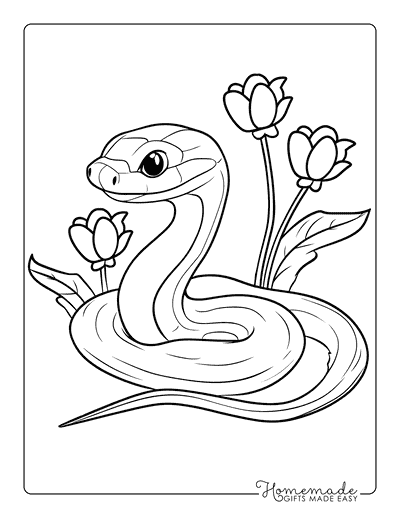 Coloring worksheet featuring hidden snakes for kids to reveal patterns