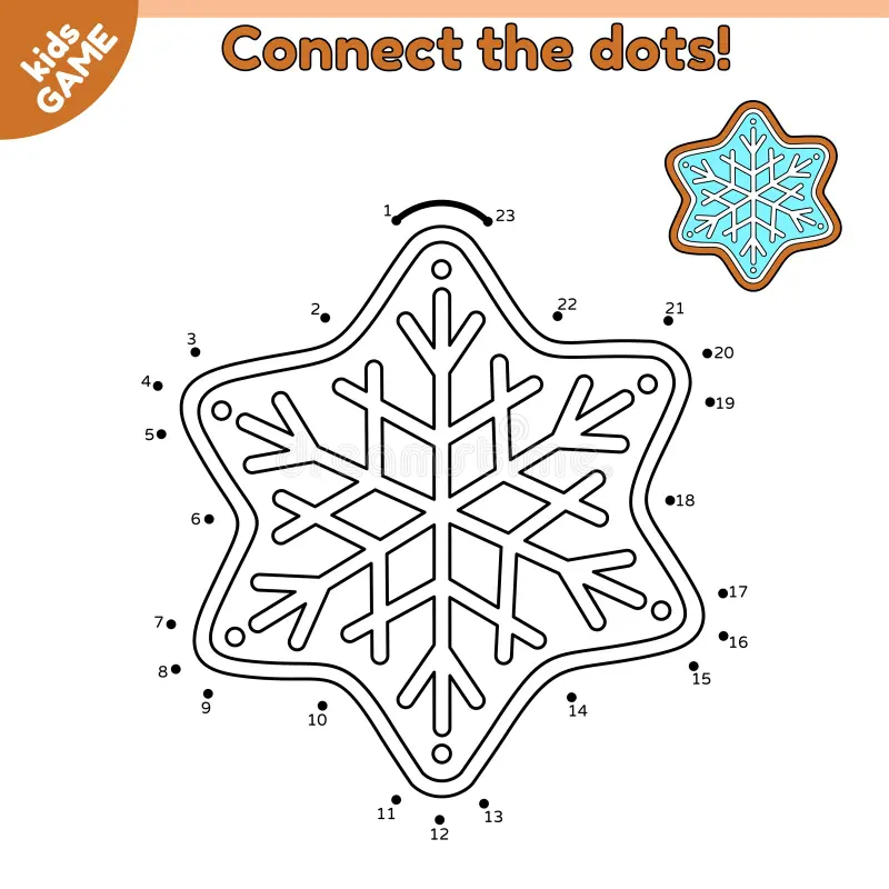Engaging counting activity for kids featuring a festive snowflake design Snowflake Dot-to-Dot worksheet for kindergarten phonics practice during Christmas