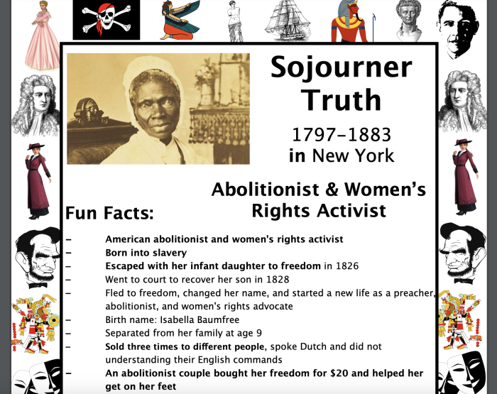 Second grade students completing a historical timeline activity about the life of Sojourner Truth