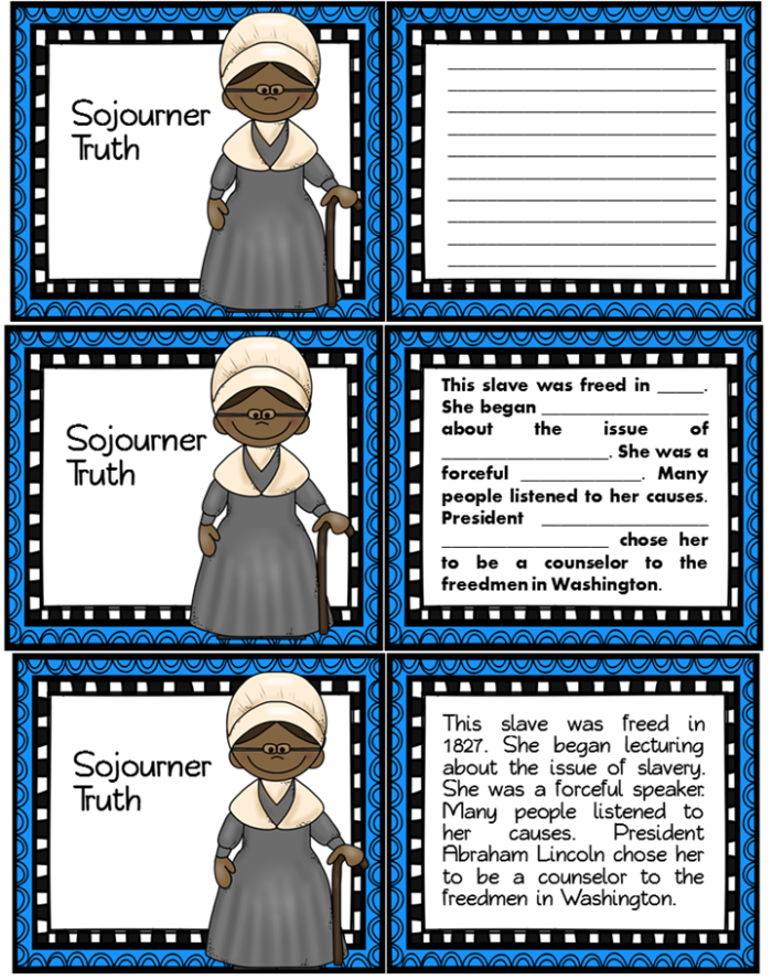 Sojourner Truth Timeline worksheet for second graders to explore her significant life events
