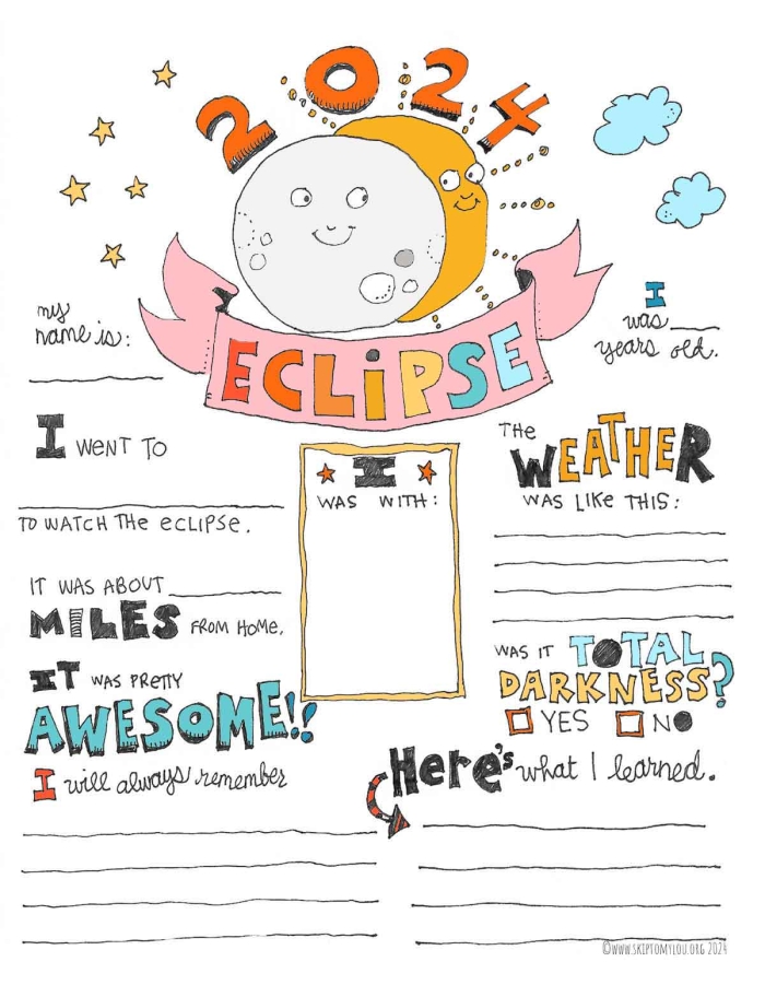 Sixth grade students complete a science worksheet about the phases and mechanics of solar eclipses