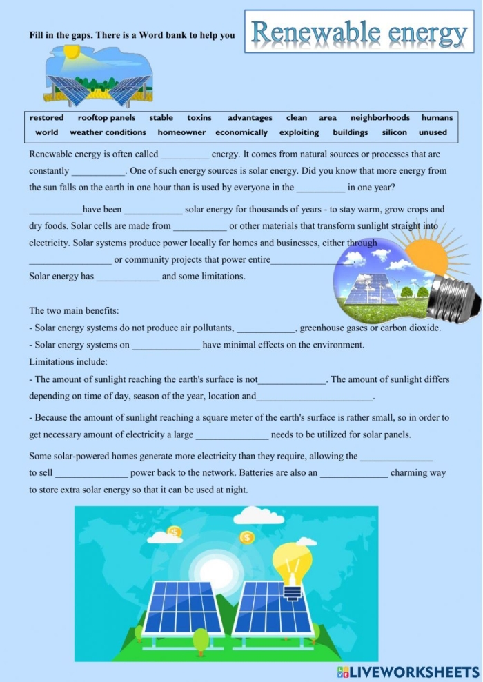 Educational resource on understanding solar power and renewable energy Worksheet exploring solar energy concepts for third graders