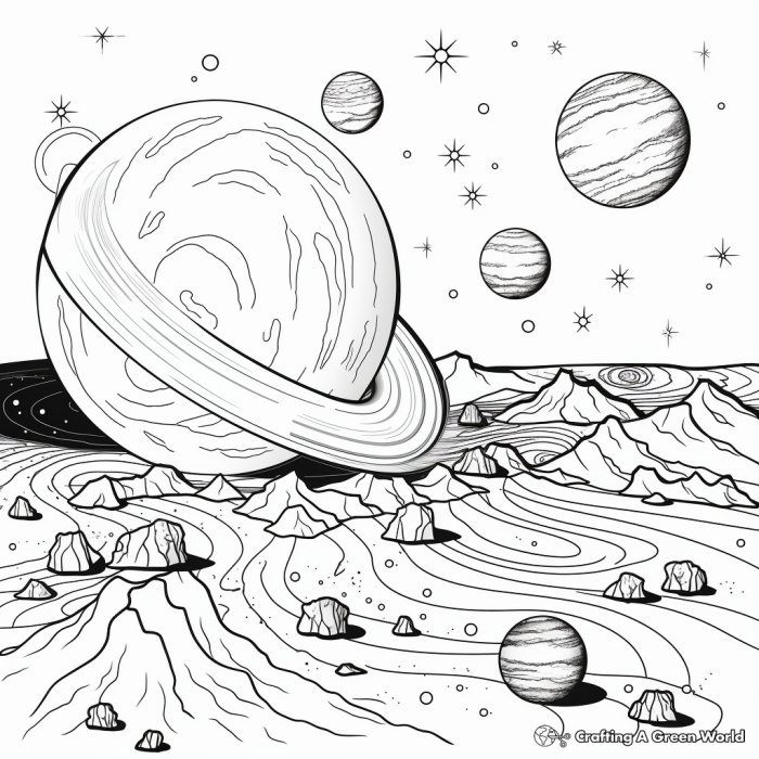 Second Grade Solar System Coloring Worksheet Image 4 Solar system coloring page showing the planets orbiting the Sun for second grade science