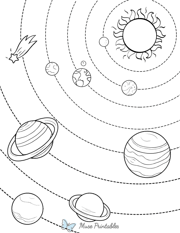 Engaging coloring activity featuring the solar system from the Sun to Pluto, image 7 Solar System Coloring Page worksheet designed for second graders exploring Earth's space science