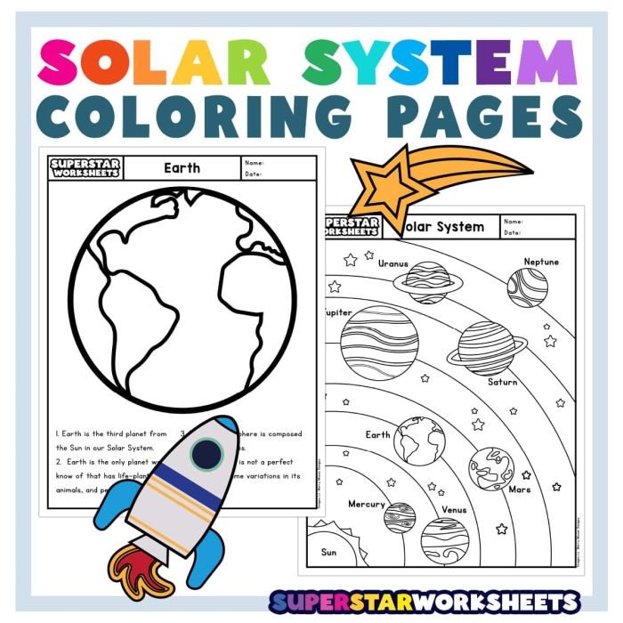 Solar System Coloring Page Worksheet 5 Earth and Space Science Second grade science worksheet featuring a fun coloring page of the solar system