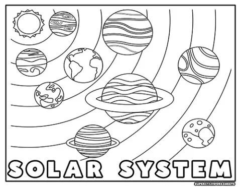 Engaging solar system worksheet for young learners to color and discover planets Coloring page featuring the solar system for second graders to explore and enjoy