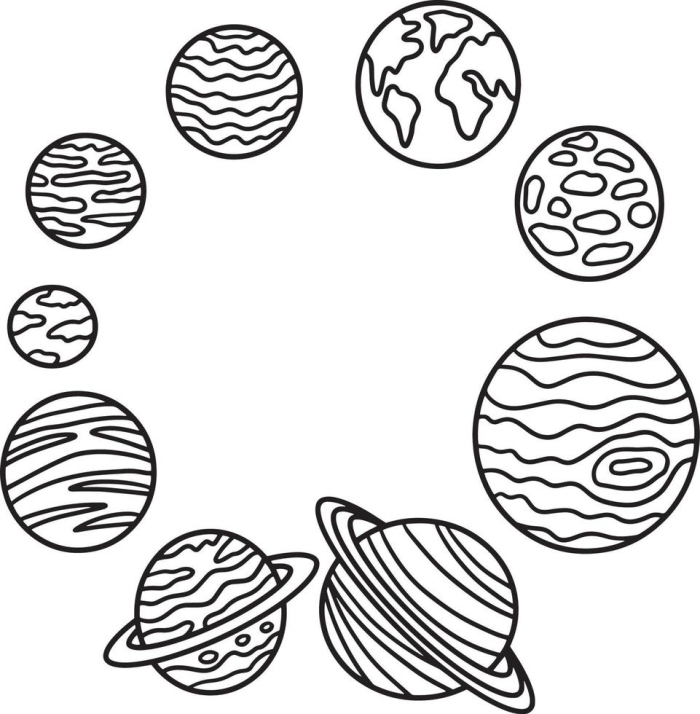 Interactive worksheet showcasing planets from the Sun to Pluto, image 22 Coloring page featuring the solar system for second-grade students