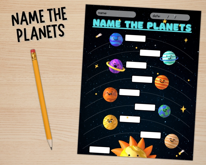 Third grade students label the eight planets of our Solar System on this division worksheet
