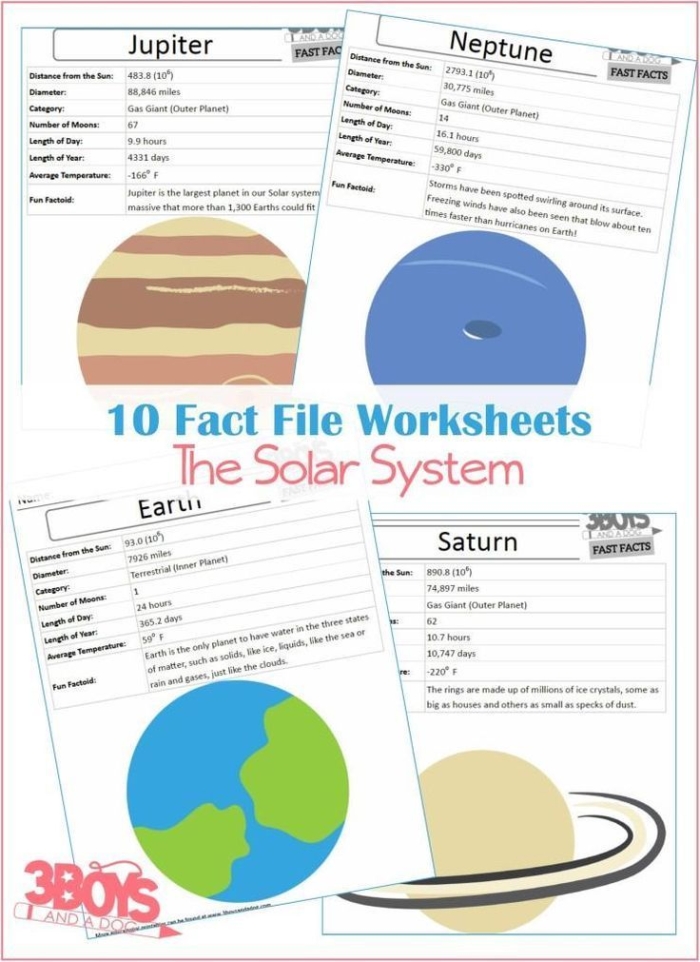 Second grade students matching planets and celestial bodies to solar system facts on a science worksheet