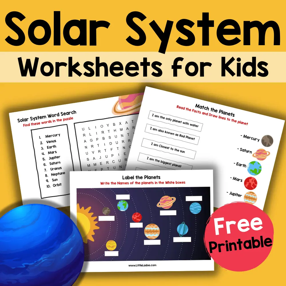 Third grade student solar system worksheet with planet ordering exercises