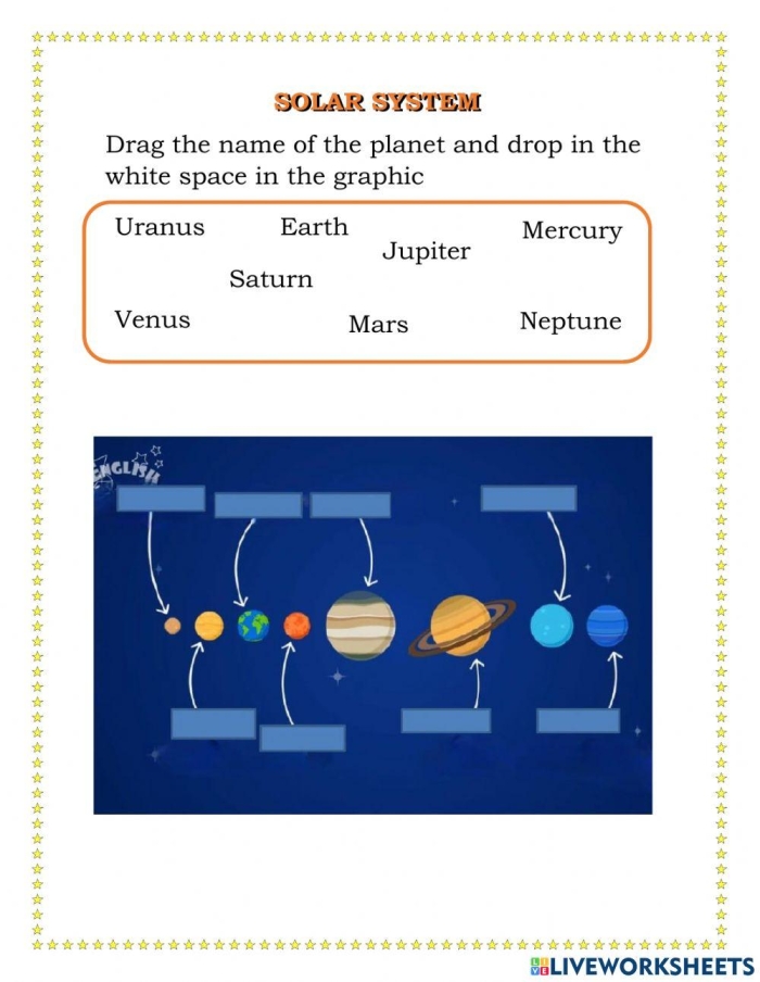 Third grade students learning the order of planets in our solar system with an educational worksheet activity