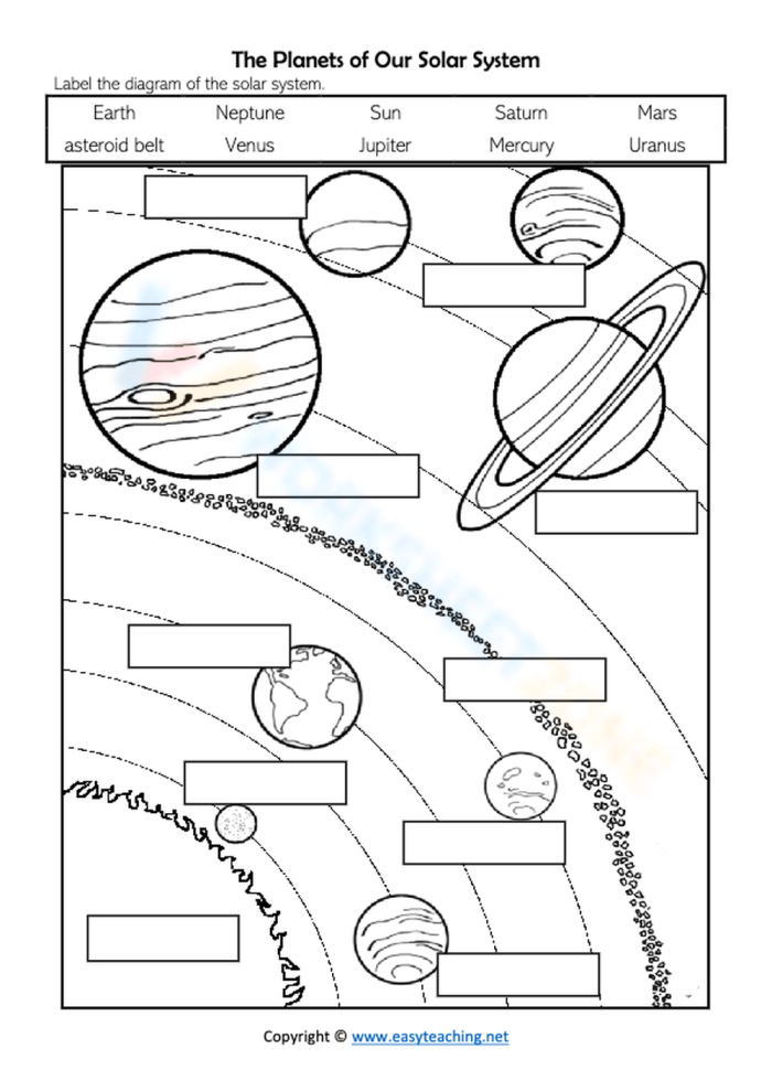 Sixth grade student working on a scale model worksheet of the planets in the solar system