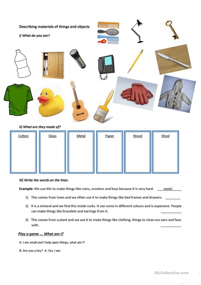 Matter Mixup worksheet showing children sorting and recognizing examples of solid items for physical science Second grade students identifying solid objects like blocks, books, and toys in a states of matter worksheet activity