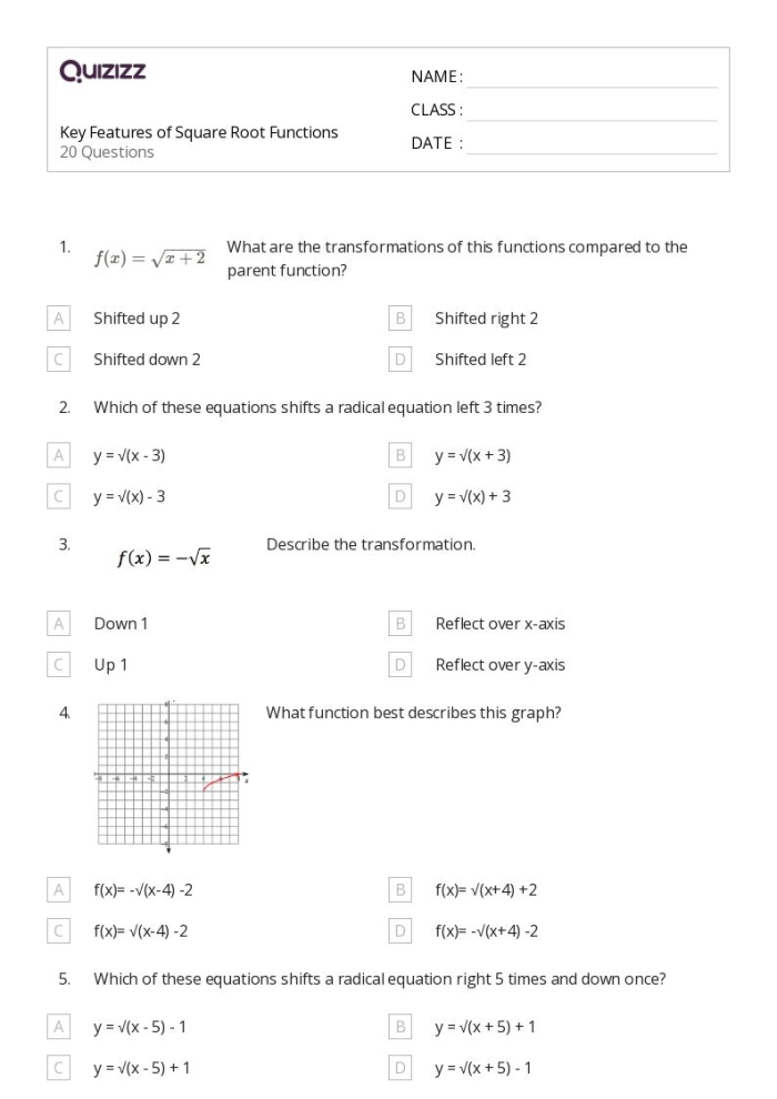 Reading worksheet for Eighth Grade Solve Square Root Equations worksheet for Eighth Grade