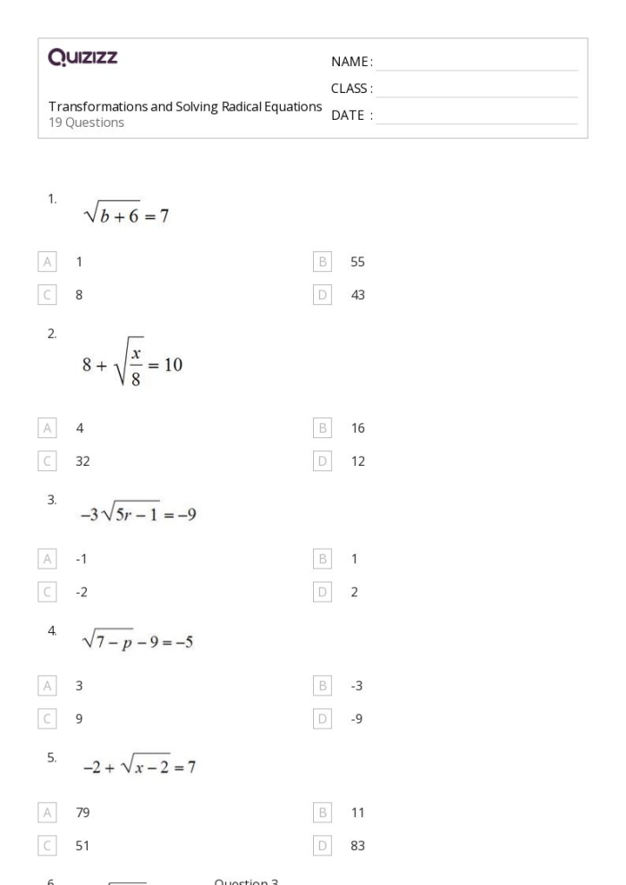 Reading worksheet for Eighth Grade Solve Square Root Equations worksheet for Eighth Grade