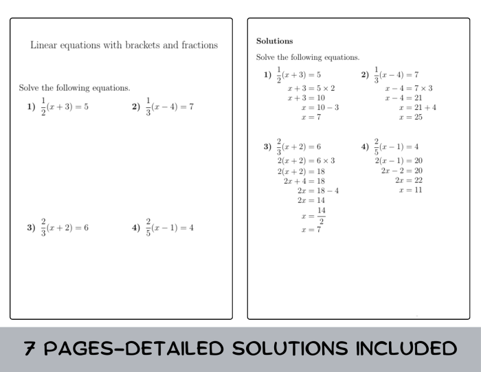 Worksheet for practicing solving equations with parentheses for seventh graders