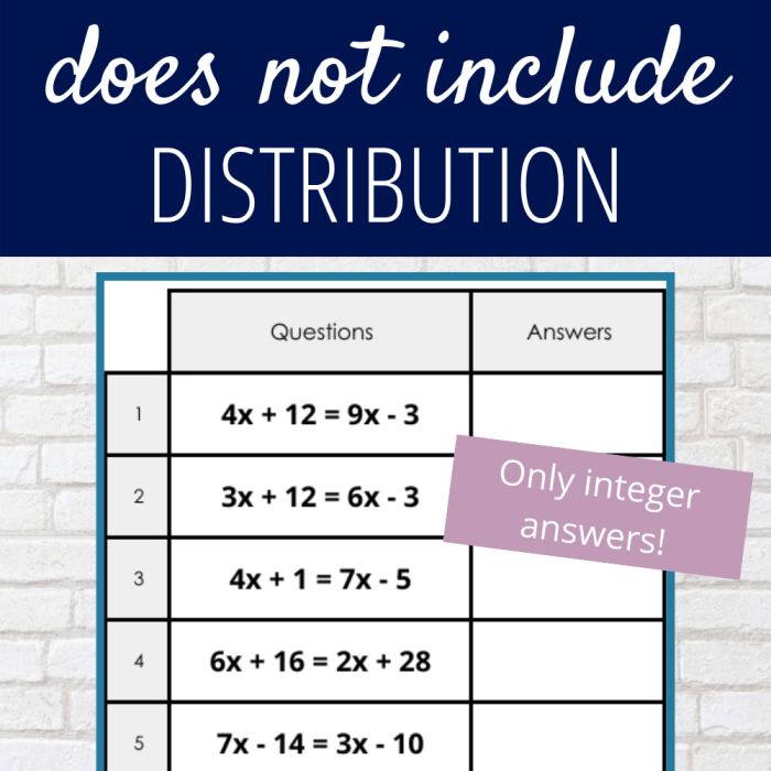 Eighth grade math worksheet focusing on solving algebraic equations with variables on both sides