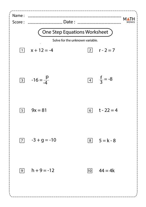 Sixth grade math worksheet focused on finding solutions to one-variable equations