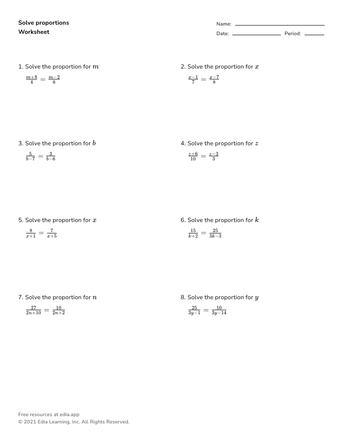 Students engaging with a solving proportions worksheet for seventh grade. Practice worksheet focused on solving proportions for 7th graders.