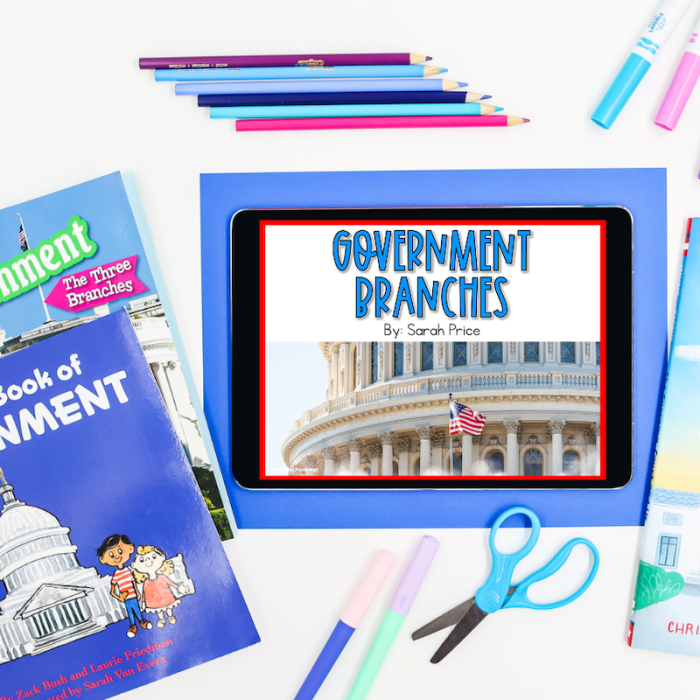 Worksheet for sorting roles in the three branches of government designed for third graders