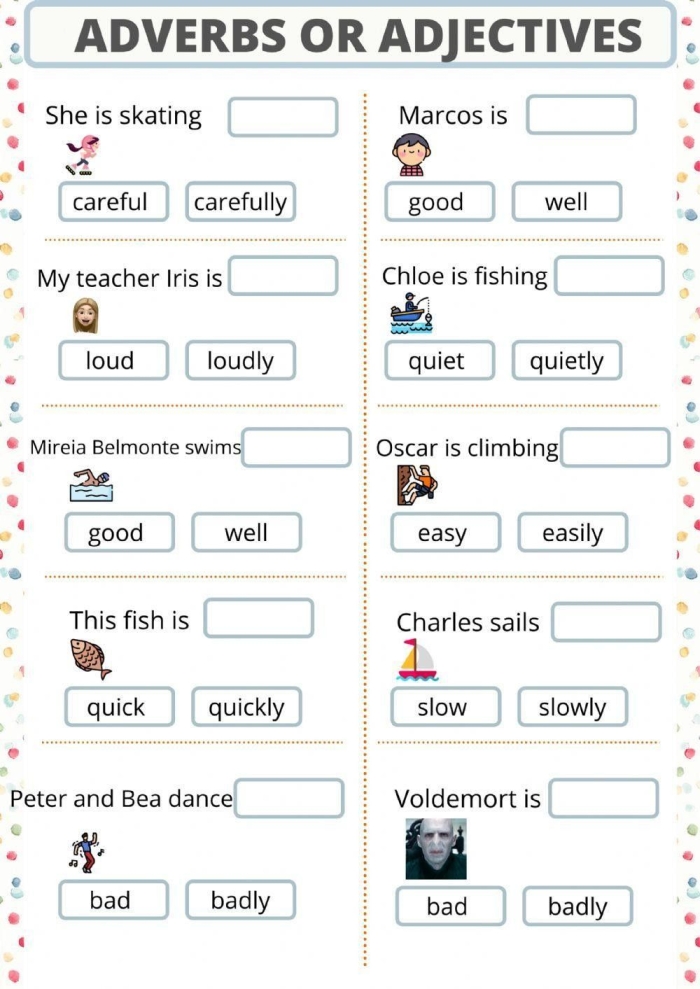 Interactive grammar activity designed to help students sort adverbs effectively Sorting Out Adverbs worksheet for second graders featuring categories like location, degree, manner, time, and frequency