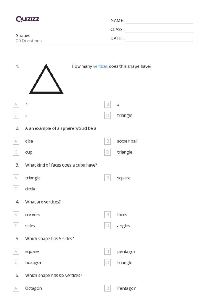 Third grade geometry worksheet showing polygon shapes with categories for students to sort by characteristics