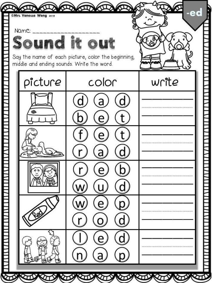 Assessment tool to evaluate letter sounds in Sound Off! worksheet Worksheet featuring phonics sounds for Pre-K students
