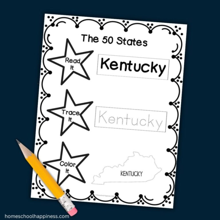 Map of Southern States for children to label in a third-grade history worksheet