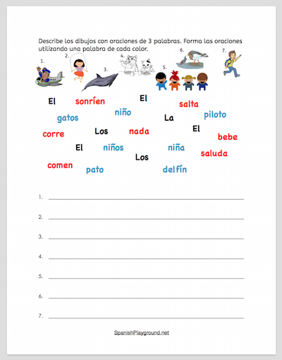 Fifth grade students practice animal vocabulary by completing sentences in this Spanish grammar worksheet