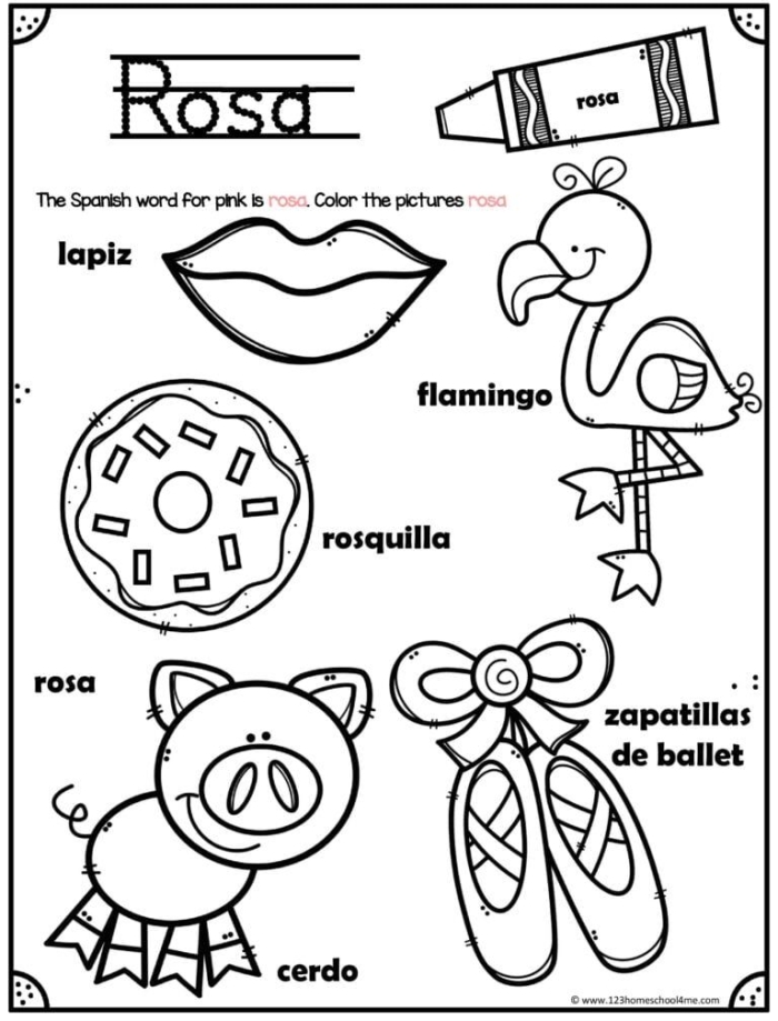 Colors in Spanish Introduction Activity for Young Learners Second grade Spanish colors learning worksheet with bright illustrations of basic color vocabulary translations
