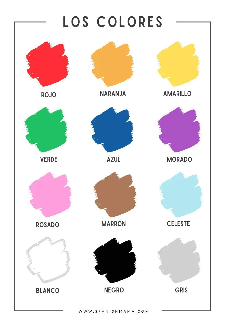 Learn Spanish colors activity sheet for grade 2 number 23 Colorful Spanish worksheet featuring basic color names for second grade students