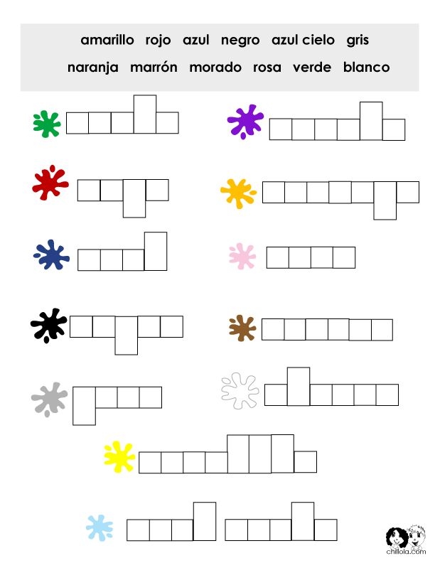 Colors in Spanish worksheet for second grade students number nine Second grade worksheet for learning Spanish color vocabulary words