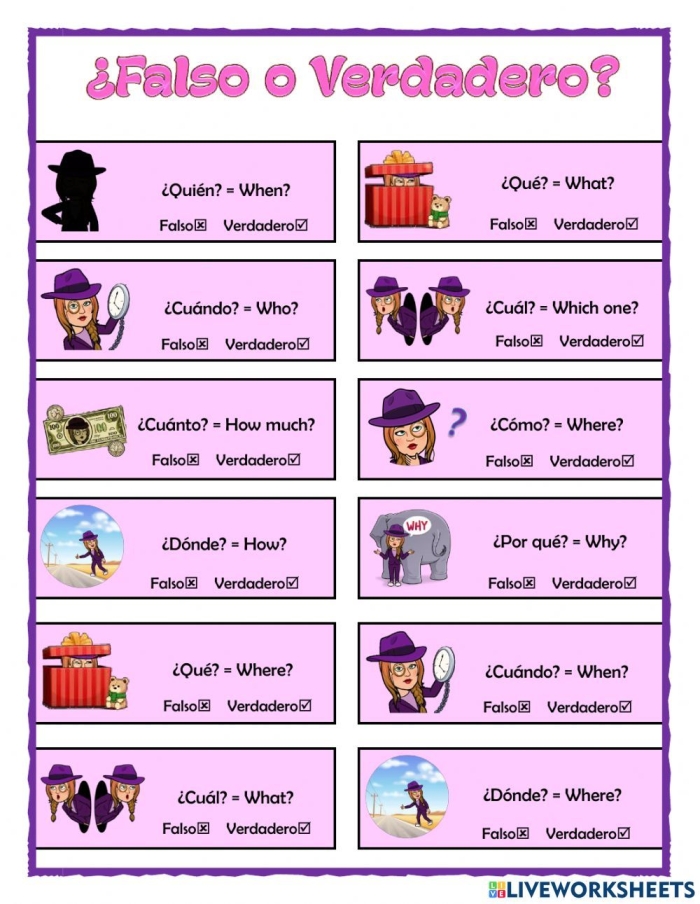 Fourth grade Spanish worksheet focusing on spelling and interrogative sentence structure