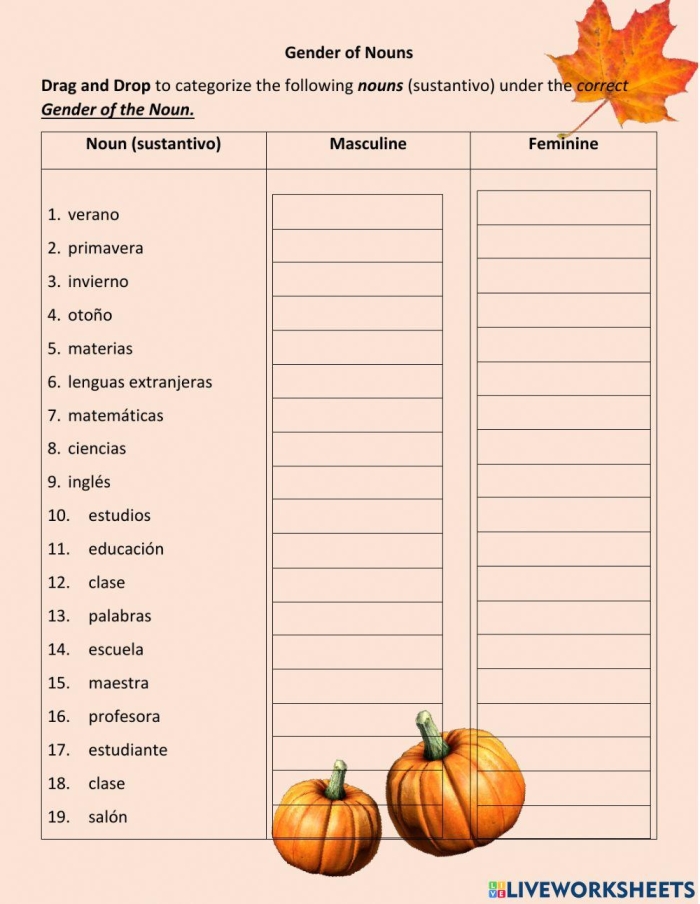 Explore the rules of using "el" and "la" with Spanish nouns in this engaging worksheet Nouns in Spanish worksheet for fourth graders, highlighting gender and article usage
