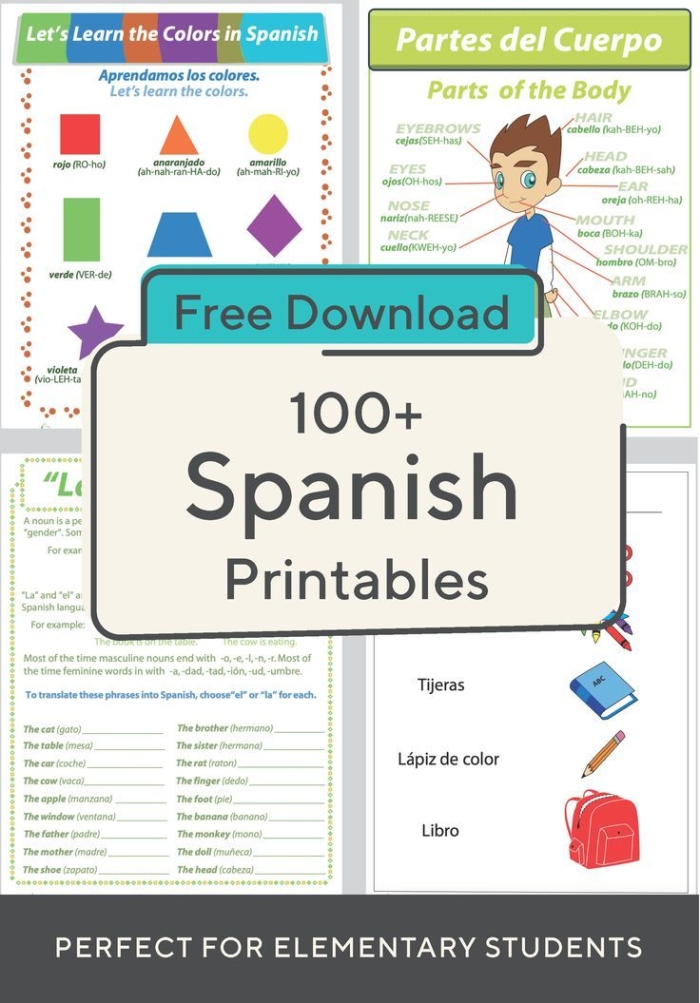 Nouns in Spanish: Understanding Gender with "el" and "la Worksheet illustrating Spanish nouns and their corresponding articles