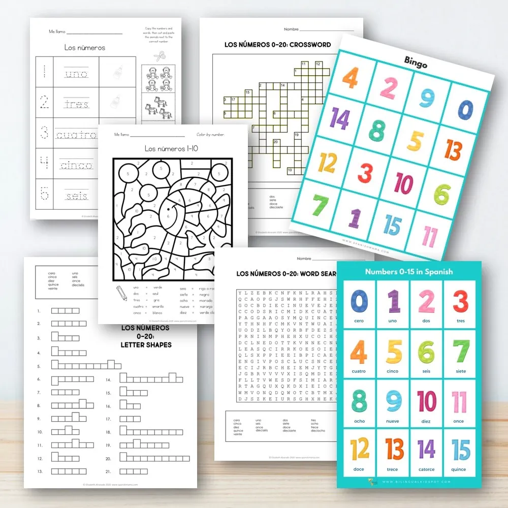 Worksheet for learning numbers 1-100 in Spanish with spelling and counting tips