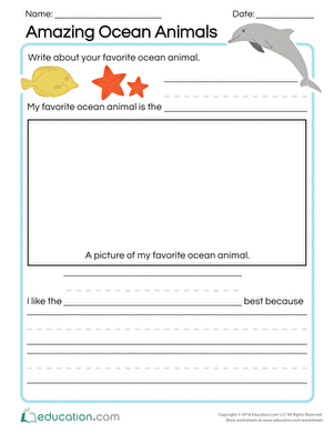 Spanish Sea Creatures worksheet featuring various marine animals with their Spanish names