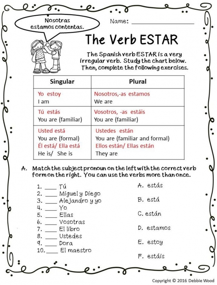 Spanish Verb Ser worksheet for fourth graders focusing on the verb "to be" in Spanish. Engaging resource for teaching the use of "ser" in various contexts.